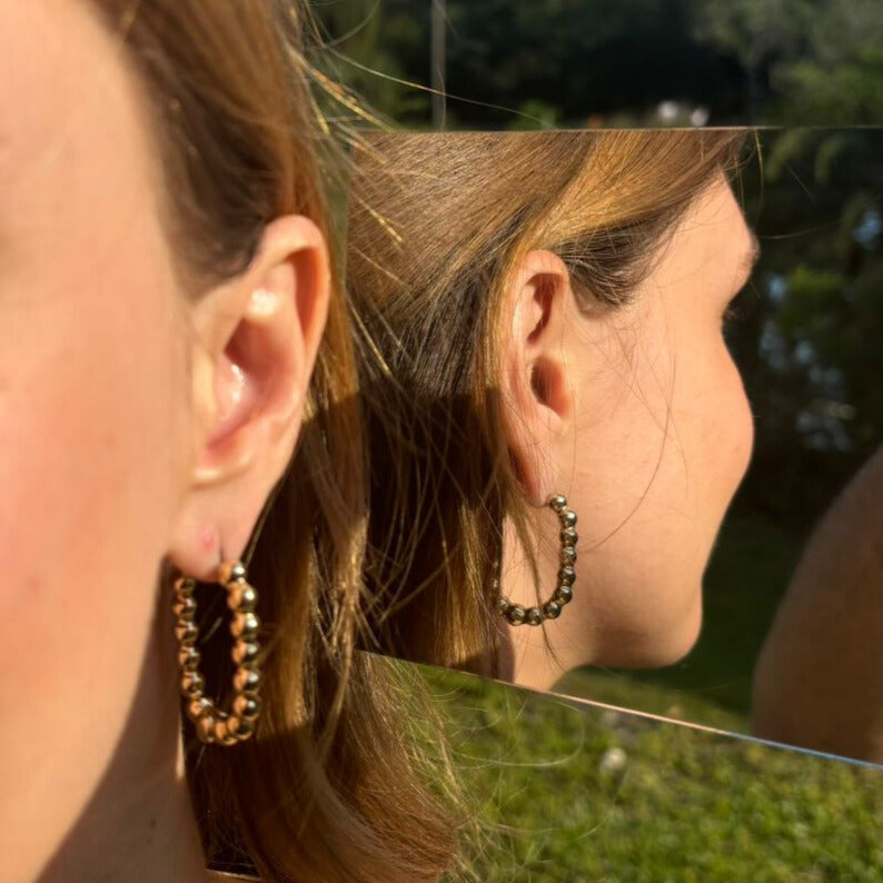 Brinco Argola Cascata de Bolinhas com Banho de Ouro