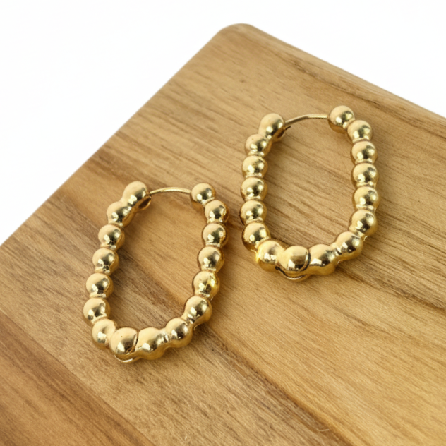 Brinco Argola Cascata de Bolinhas com Banho de Ouro