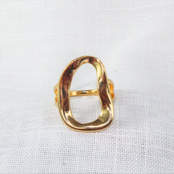 Anel Círculo Derretido Dourado