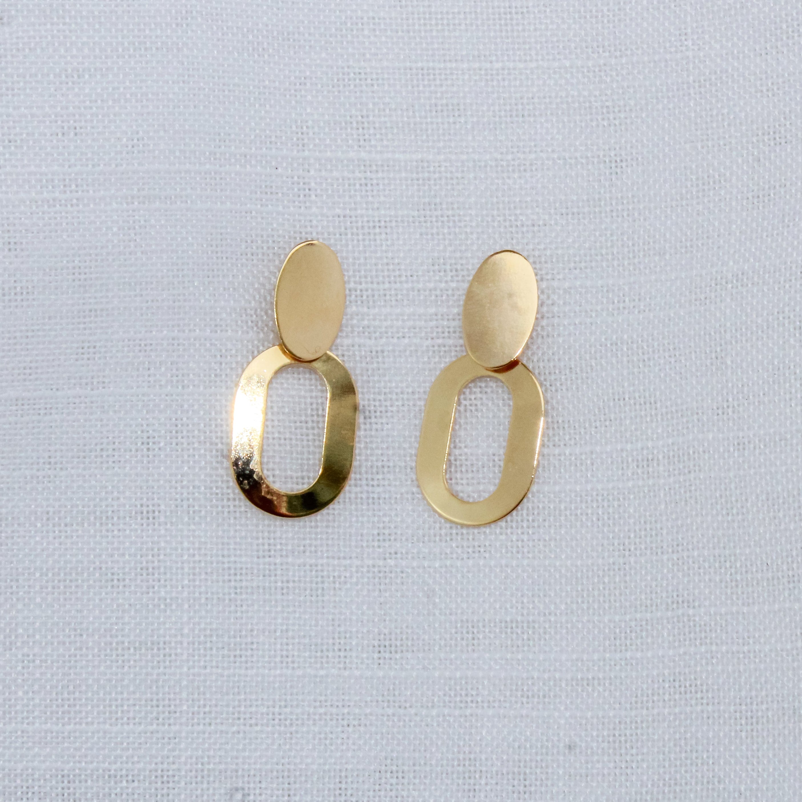 Brinco Oval Dupla Dourado