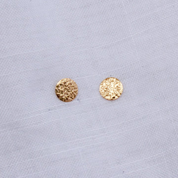 Brinco Chapa Redonda Texturizado Dourado