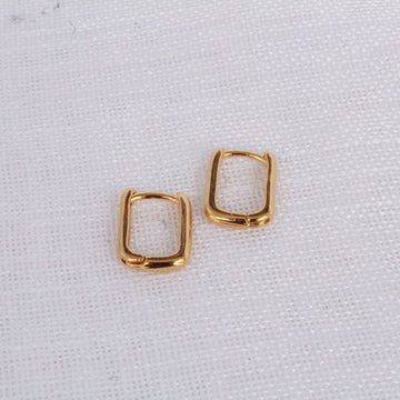 Brinco de Argola Retangular Dourada - M