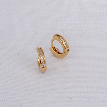 Brinco de Argola Redondo com Mini Zircônias Dourado - P