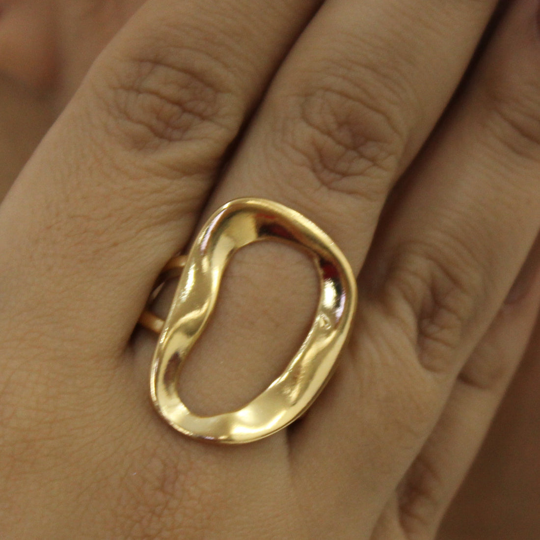 Anel Círculo Derretido Dourado