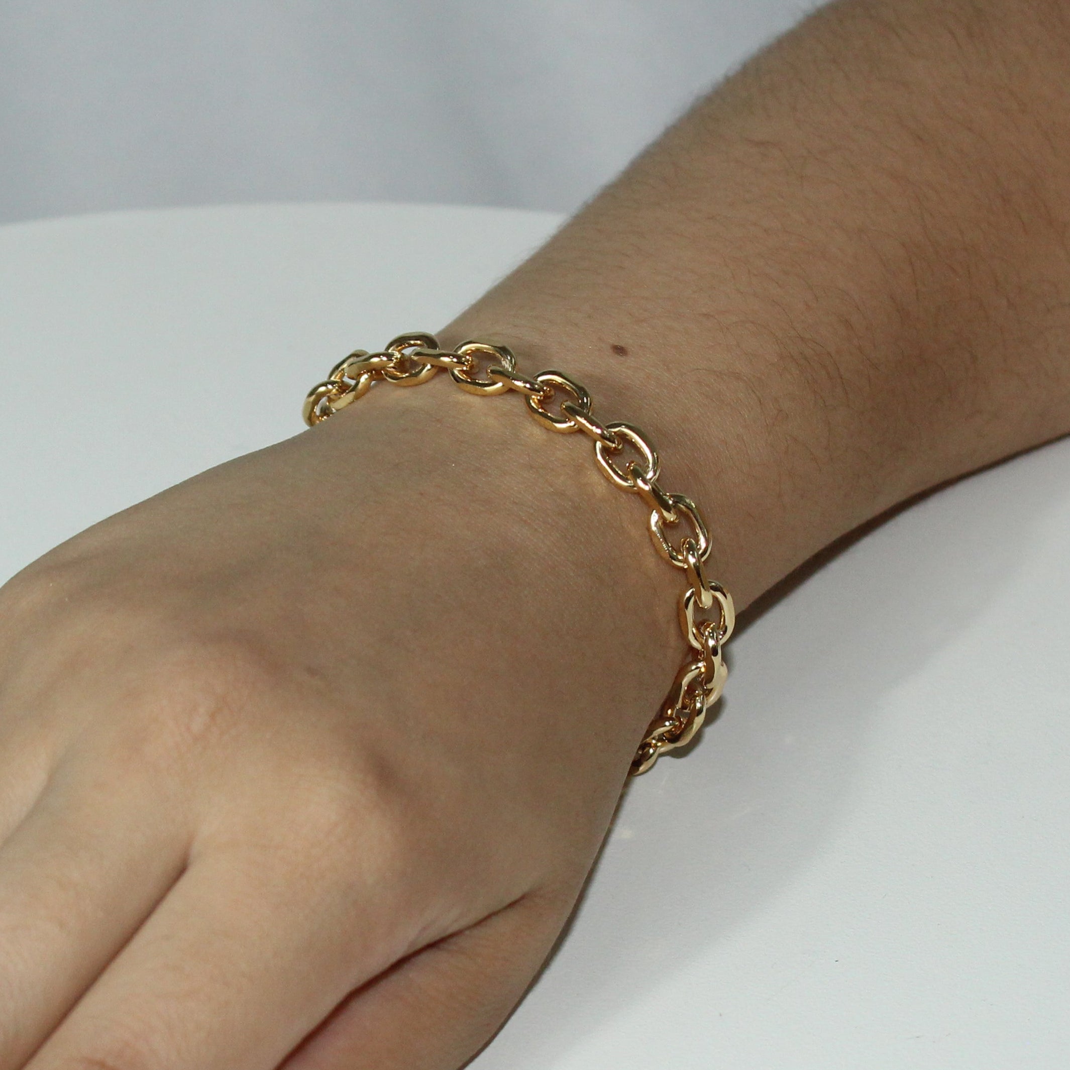 Pulseira Elo Grande Dourada