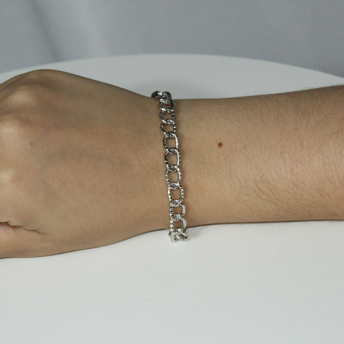 Pulseira Elo Texturizado Prateado