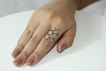 Anel Círculos Prateado