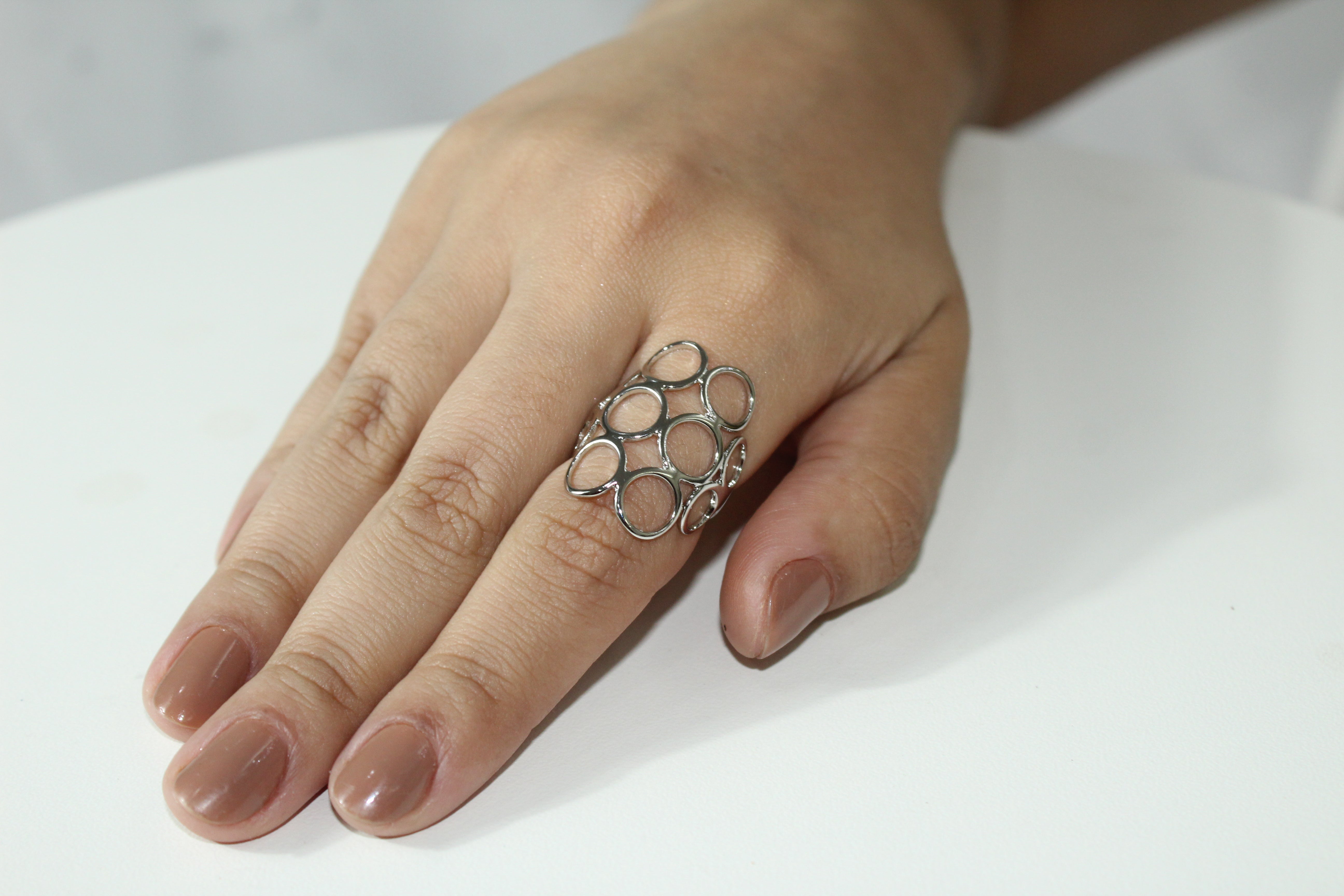 Anel Círculos Prateado