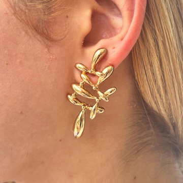 Brinco Orgânico Abstrato Dourado