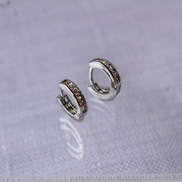 Brinco de Argola Redondo com Mini Zircônias Prateado - P