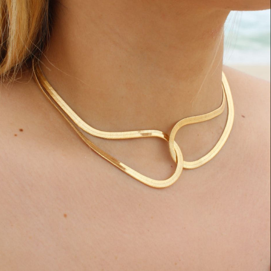 Colar Duplo Snake Dourado