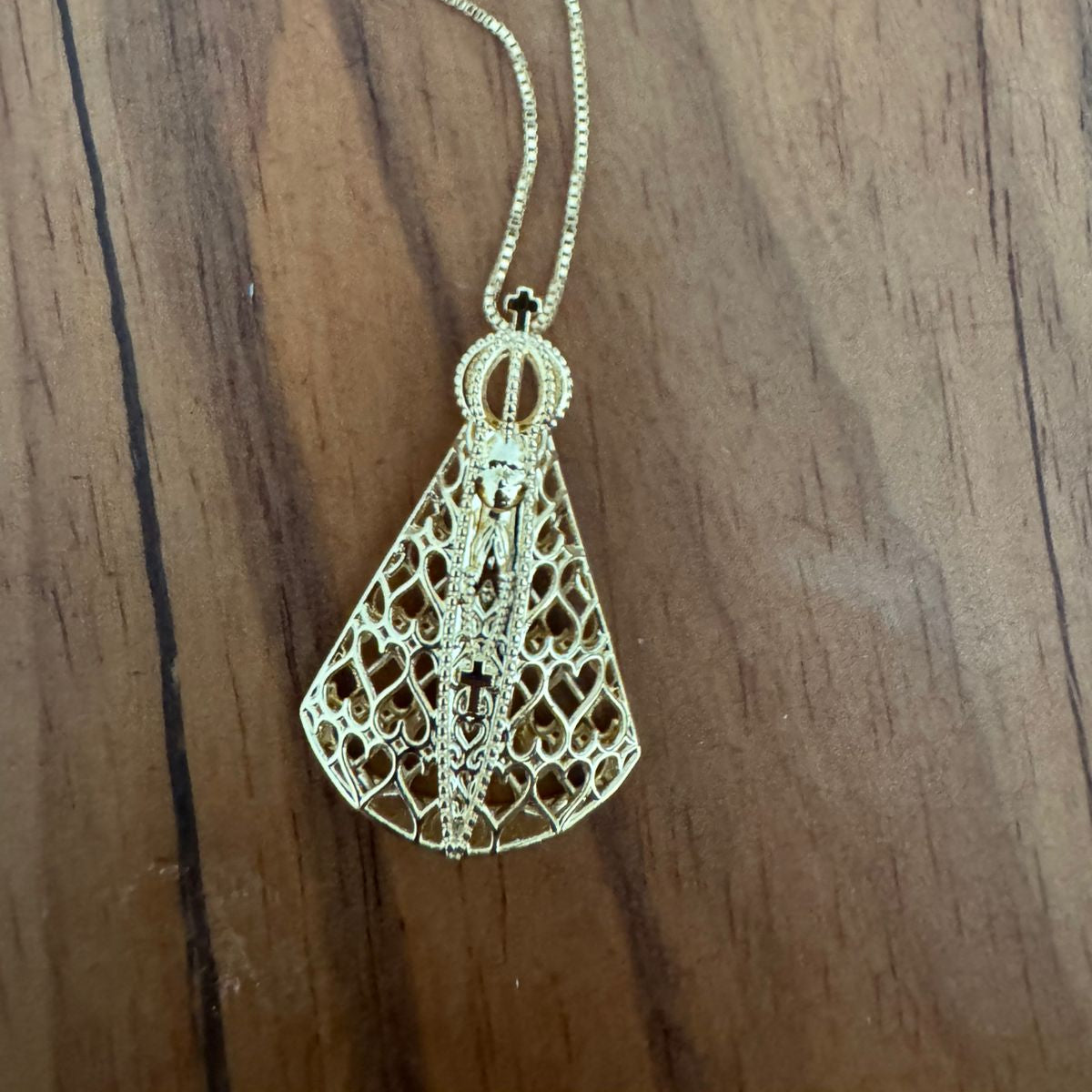 Colar Nossa Senhora Aparecida Dourado Grande