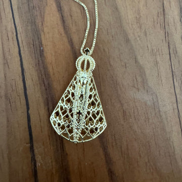 Colar Nossa Senhora Aparecida Dourado Grande