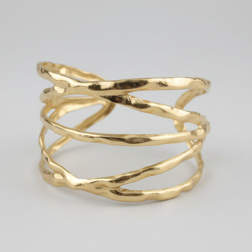 Bracelete Forja Linhas Dourado