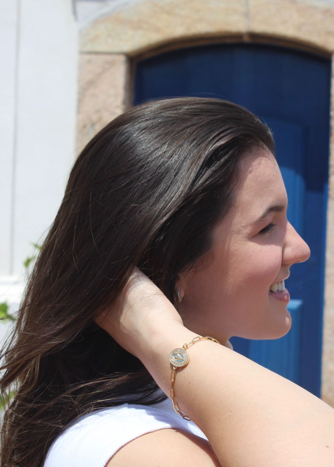 Pulseira Nossa Senhora Aparecida Dourada com Zircônias